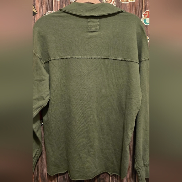 Aerie Women's Green Popover Polo Sweatshirt - Picture 3 of 4